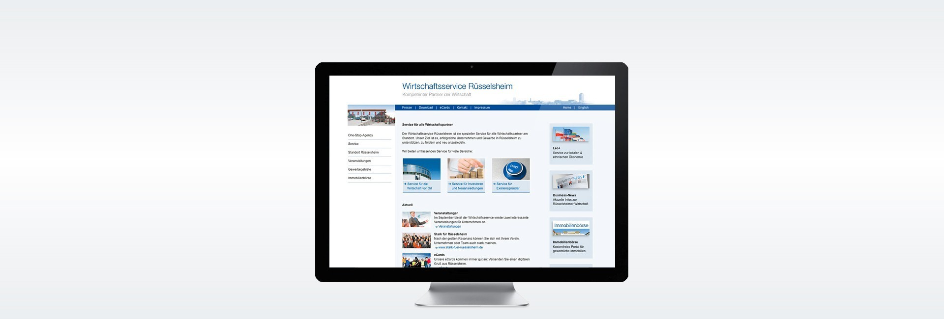 Website Wirtschaftsservice Rüsselsheim am Main